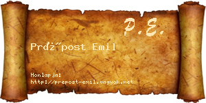 Prépost Emil névjegykártya